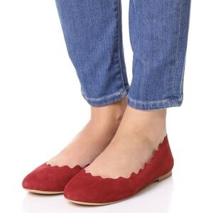 Sam Edelman Scalloped Red Suede Flats